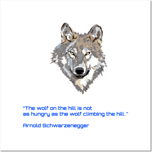 Wolf with qoute (blue) Posters and Art